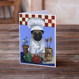 Pug Veggie Chef Greeting Cards and Envelopes Pack of 8