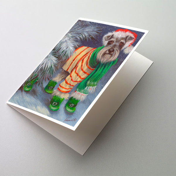 Buy this Schnauzer Christmas Green Boots Greeting Cards and Envelopes Pack of 8