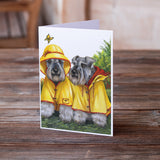 Schnauzer Rain Gear Greeting Cards and Envelopes Pack of 8