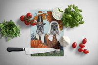 Schnauzer Thanksgiving Pilgrims Glass Cutting Board Large PPP3167LCB