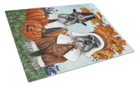 Buy this Schnauzer Thanksgiving Pilgrims Glass Cutting Board Large PPP3167LCB