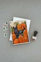 Scottish Terrier Scottie Pumpkins Greeting Cards and Envelopes Pack of 8