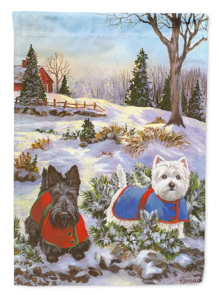 Buy this Scottie and Westie Christmas Pine Hill Flag Canvas House Size PPP3170CHF