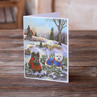 Scottie and Westie Christmas Pine Hill Greeting Cards and Envelopes Pack of 8
