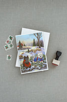 Scottie and Westie Christmas Pine Hill Greeting Cards and Envelopes Pack of 8