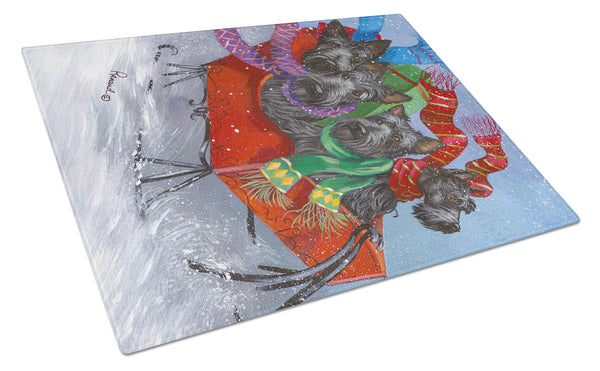 Buy this Scottie Christmas Dashing Glass Cutting Board Large PPP3174LCB