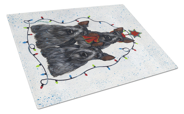 Buy this Scottie Christmas Family Tree Glass Cutting Board Large PPP3176LCB