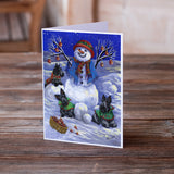 Scottie Christmas Snowman Greeting Cards and Envelopes Pack of 8