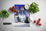 Scottie Christmas Snowman Glass Cutting Board Large PPP3184LCB
