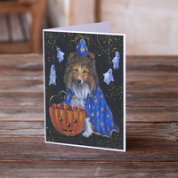 Sheltie Halloween Witch Greeting Cards and Envelopes Pack of 8
