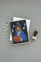 Sheltie Halloween Witch Greeting Cards and Envelopes Pack of 8