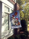 Sheltie Christmas Santa Stop Flag Canvas House Size PPP3188CHF