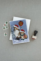 Sheltie Christmas Santa Stop Greeting Cards and Envelopes Pack of 8