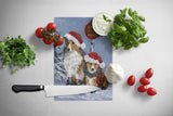 Sheltie Christmas Santa Stop Glass Cutting Board Large PPP3188LCB