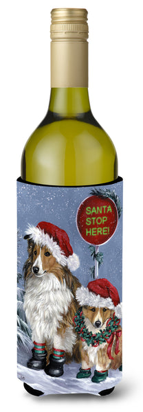 Buy this Sheltie Christmas Santa Stop Wine Bottle Hugger PPP3188LITERK