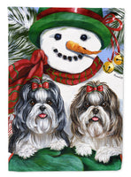 Buy this Shih Tzu Christmas Snowman Flag Canvas House Size PPP3191CHF