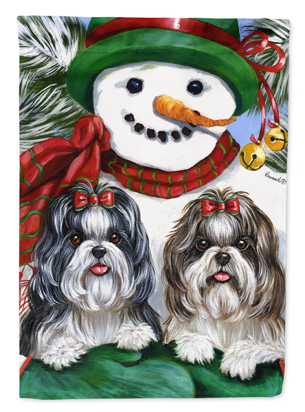 Buy this Shih Tzu Christmas Snowman Flag Canvas House Size PPP3191CHF