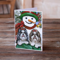 Shih Tzu Christmas Snowman Greeting Cards and Envelopes Pack of 8