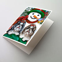 Buy this Shih Tzu Christmas Snowman Greeting Cards and Envelopes Pack of 8