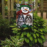 Shih Tzu Christmas Snowman Flag Garden Size PPP3191GF
