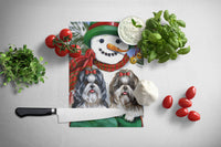 Shih Tzu Christmas Snowman Glass Cutting Board Large PPP3191LCB
