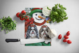 Shih Tzu Christmas Snowman Glass Cutting Board Large PPP3191LCB