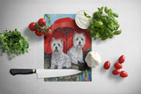 Westie April Showers Glass Cutting Board Large PPP3198LCB
