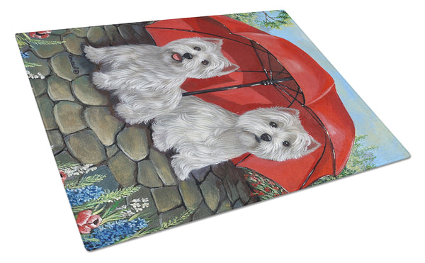 Buy this Westie April Showers Glass Cutting Board Large PPP3198LCB