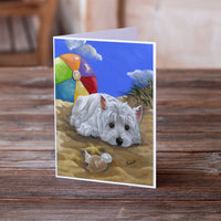 Westie Beach Baby Greeting Cards and Envelopes Pack of 8