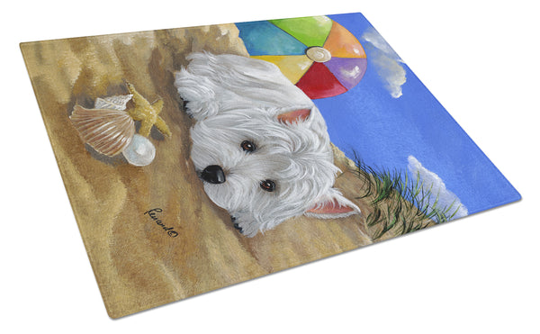 Buy this Westie Beach Baby Glass Cutting Board Large PPP3202LCB