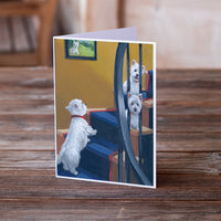 Westie Going Up Greeting Cards and Envelopes Pack of 8
