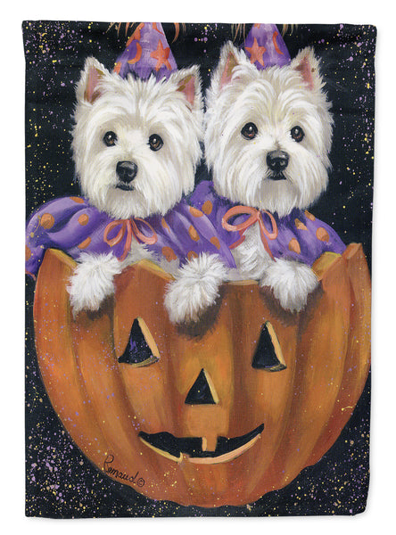 Buy this Westie Halloween Pumpkin Ride Flag Canvas House Size PPP3205CHF