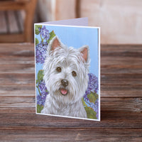 Westie Hydrangea Greeting Cards and Envelopes Pack of 8