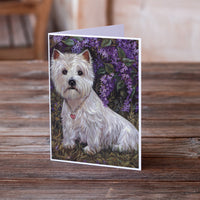Westie Lily & Lilacs Greeting Cards and Envelopes Pack of 8
