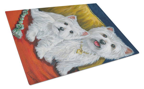 Buy this Westie Mom and Pup Glass Cutting Board Large PPP3218LCB