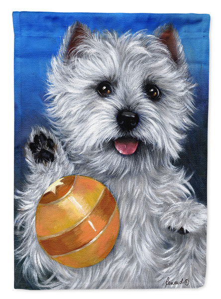 Buy this Westie Play Ball Flag Canvas House Size PPP3223CHF