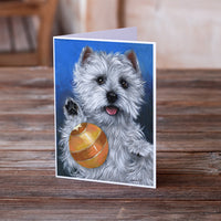 Westie Play Ball Greeting Cards and Envelopes Pack of 8