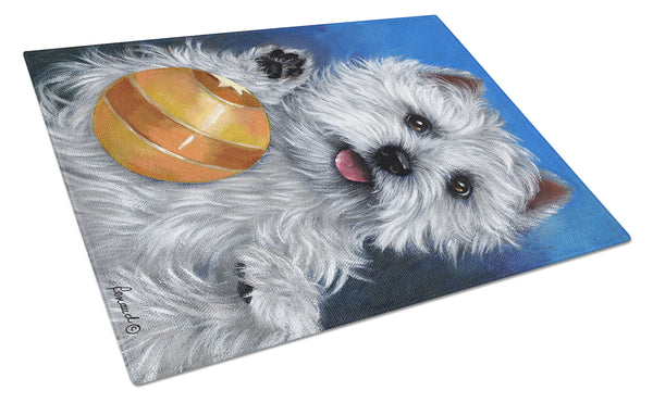 Buy this Westie Play Ball Glass Cutting Board Large PPP3223LCB