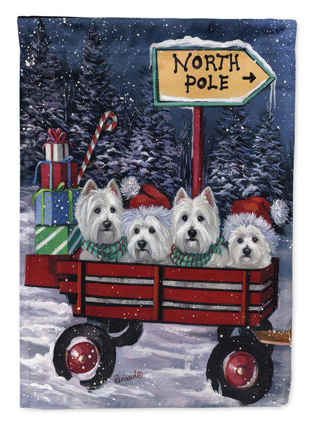Buy this Westie Christmas Red Wagon Flag Canvas House Size PPP3227CHF