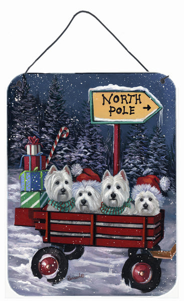 Buy this Westie Christmas Red Wagon Wall or Door Hanging Prints PPP3227DS1216