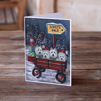 Westie Christmas Red Wagon Greeting Cards and Envelopes Pack of 8