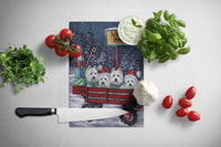 Westie Christmas Red Wagon Glass Cutting Board Large PPP3227LCB