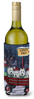 Buy this Westie Christmas Red Wagon Wine Bottle Hugger PPP3227LITERK