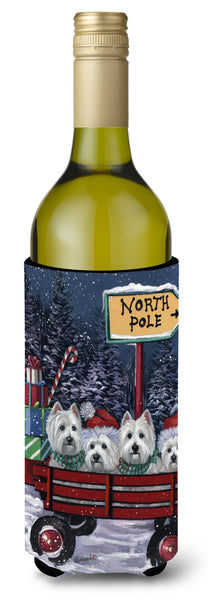 Buy this Westie Christmas Red Wagon Wine Bottle Hugger PPP3227LITERK