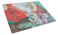 Buy this Westie Christmas Santa's Westies Glass Cutting Board Large PPP3229LCB