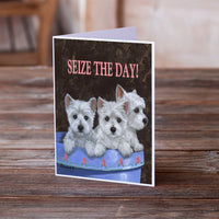 Westie Seize the Day Greeting Cards and Envelopes Pack of 8