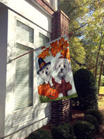 Westie Thanksgiving Pilgrims Flag Canvas House Size PPP3235CHF