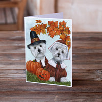 Westie Thanksgiving Pilgrims Greeting Cards and Envelopes Pack of 8
