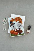 Westie Thanksgiving Pilgrims Greeting Cards and Envelopes Pack of 8