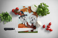 Westie Thanksgiving Pilgrims Glass Cutting Board Large PPP3235LCB